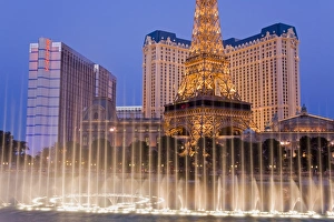 Fountains Prints: Ballys and Paris Casinos, Las Vegas, Nevada, United States of America, North America