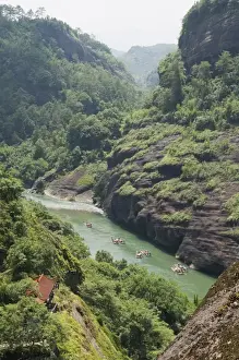 Water Way Prints: Bamboo river rafting at Tianyou Feng Heavenly Tour Peak in Mount Wuyi National Park