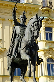 Ban Jelacic monument on Ban Jelacic Square, Zagreb, Croatia, Europe