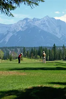 Sport Prints: Banff Springs Golf Club, Rocky Mountains near Banff, Alberta, Canada, North America
