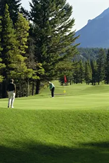 Golfer Prints: Banff Springs golf course, Rocky Mountains near Banff, Alberta, Canada, North America