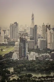 Highrise Prints: Bangkok skyline, including Baiyoke Tower II (304m) and Lumphini Park, Bangkok, Thailand