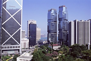 Financial Prints: Bank of China building on left, and Lippo Towers on the right, Central