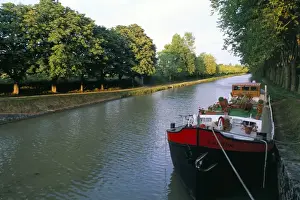 House Boat Prints: The banks of the canal, Canal du Midi, UNESCO Wiorld Heritage Site, in region of Preissan