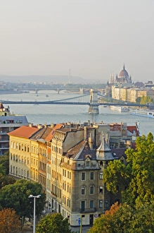 Danube Prints: Banks of the Danube, UNESCO World Heritage Site, Budapest, Hungary, Europe