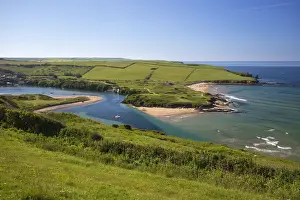 Bantham Prints: Bantham Sand beach and the River Avon viewed from Bigbury-on-Sea, Bantham