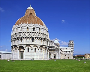 Piazza Del Duomo Prints: The Baptistery in the Piazza del Duomo in the city of Pisa, UNESCO World Heritage Site