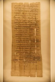 Images Dated 24th June 2009: Bar Kokhba, original Dead Sea Scroll 5 / 6 Hev44, 134 CE, a deed with 4 signatures