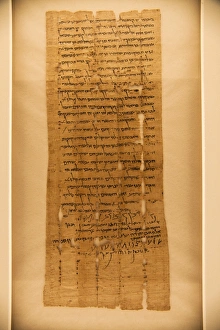 Images Dated 24th June 2009: Bar Kokhba, original Dead Sea Scroll 5 / 6 Hev44, 134 CE, a deed with 4 signatures