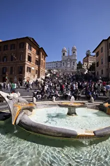 Spanish Steps Prints: Barcaccia fountain, Spanish Steps and Piazza di Spagna, Rome, Lazio, Italy, Europe