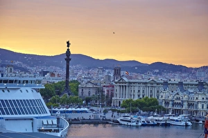 Red Sky Prints: Barcelona Marina, Barcelona, Catalonia, Spain, Europe