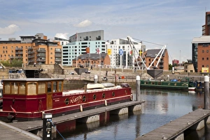 Leeds Prints: Barge at Clarence Dock, Leeds, West Yorkshire, Yorkshire, England, United Kingdom, Europe