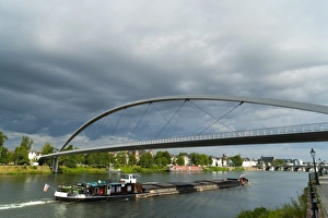 Limburg Prints: Barge under the Hoger Brug (Higher Bridge) on the River Ms, Mstricht