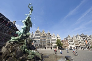 Bike Prints: Baroque Brabo fountain dating from 1887, by Jef Lambeaux, in Grote Markt