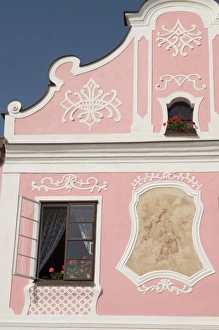 Images Dated 1st July 2009: Baroque buildings detail of facade at Zachariase z Hradce Square, Telc