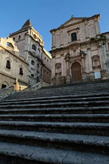 Step Prints: Baroque church of San Francesco, Noto, Sicily, Italy, Europe