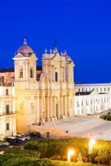 Steps And Staircase Prints: Baroque Noto Cathedral (St. Nicholas Cathedral) at night