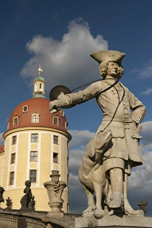 Baroque statue at Moritzburg Castle, Moritzburg, Sachsen, Germany, Europe