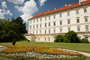 Brnensko Prints: Baroque Valtice Castle with floral decoration in its gardens, Valtice, Brnensko