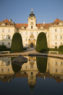 Baroque Valtice Chateau at sunrise, Valtice, Brnensko Region, Czech Republic, Europe