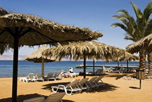 Beach Chair Prints: Barracuda Beach Club, Beach, Aqaba, Jordan, Middle East