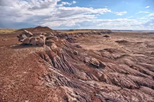 Barren Prints: Barren valley of rock and sand near Blue Mesa in Petrified Forest National Park