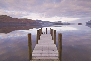 Pile Prints: Barrow Bay Landing Stage, Derwent Water, Lake District, Cumbria, England, UK