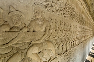 Traditionally Cambodian Prints: Bas-relief carvings from the Churning of the Sea of Milk myth