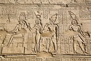 Hieroglyph Prints: Bas Relief, External Wall, Temple of Khnum, Esna, Egypt, North Africa, Africa