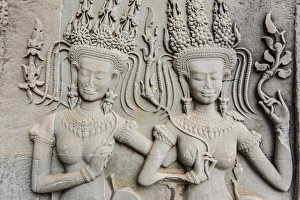 Art And Craft Prints: Bas-relief frieze at Angkor Wat
