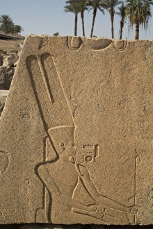Thebes Prints: Bas-relief of the God Amun, Karnak Temple, Luxor, Thebes, UNESCO World Heritage Site