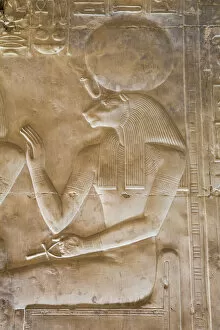 Antiquities Gallery: Bas-relief of the Goddess Sekhmet, Temple of Seti I, Abydos, Egypt, North Africa, Africa