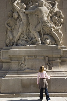 Images Dated 13th May 2008: Bas relief sculpture depicting the citys early history, Michigan Avenue Bridge