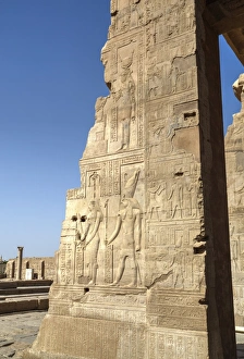 Inscription Prints: Bas-relief on walls, Temple of Haroeris and Sobek, Kom Ombo, Egypt, North Africa, Africa