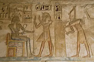 West Bank Prints: Bas-reliefs, Medinet Habu (Mortuary Temple of Ramses III), West Bank, Luxor, Thebes