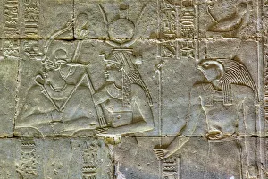 Hieroglyph Prints: Bas Reliefs, Sanctuary of Horus, Temple of Horus, Edfu, Egypt, North Africa, Africa