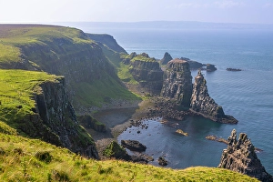 Basalt columns and sea cliffs, Rathlin Island, County Antrim, Ulster, Northern Ireland, United Kingdom