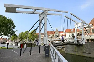 Bascule Bridge Prints: Bascule Bridge (Draw Bridge) and houses in the port of Enkhuizen