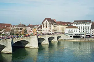 River Rhine Prints: Basel on the River Rhine, Switzerland, Europe