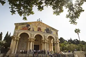 Group Of People Prints: The Basilica of the Agony (Church of All Nations) at the Garden of Gethsemane