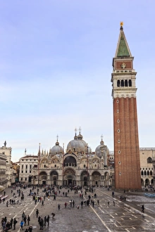 Bell Tower Prints: Basilica and Campanile, Piazza San Marco, elevated view from Museo Correr, Venice