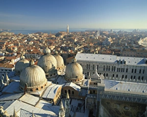 Basilica Prints: The Basilica and the city skyline from the Campanile in Venice