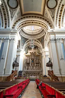 Altar Prints: Basilica del Pilar Cathedral building interior details, Zaragoza, Aragon, Spain, Europe