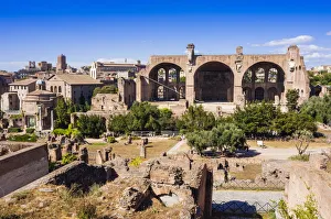 Basilicas Prints: Basilica of Maxentius or Constantine seen from Palatine Hill, UNESCO World Heritage Site
