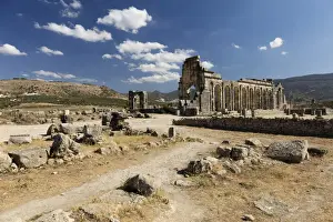 Volubilis Prints: The Basilica at the Roman city of Volubilis, UNESCO World Heritage Site, near Moulay Idris