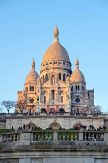 Basilica of Sacre Coeur at sunset, Montmartre, Paris, France, Europe