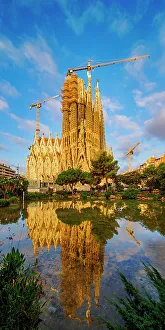 Antoni Gaudi Prints: Basilica of Sagrada Familia at sunrise