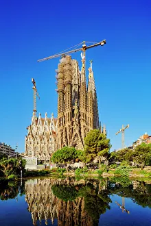 Antoni Gaudi Prints: Basilica of Sagrada Familia at sunrise