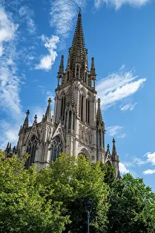 Basilica Prints: Basilica Saint-Epvre rises above trees under a clear blue sky in Nancy, France