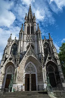 Basilica Prints: Basilica Saint-Epvre stands tall under a blue sky in Nancy